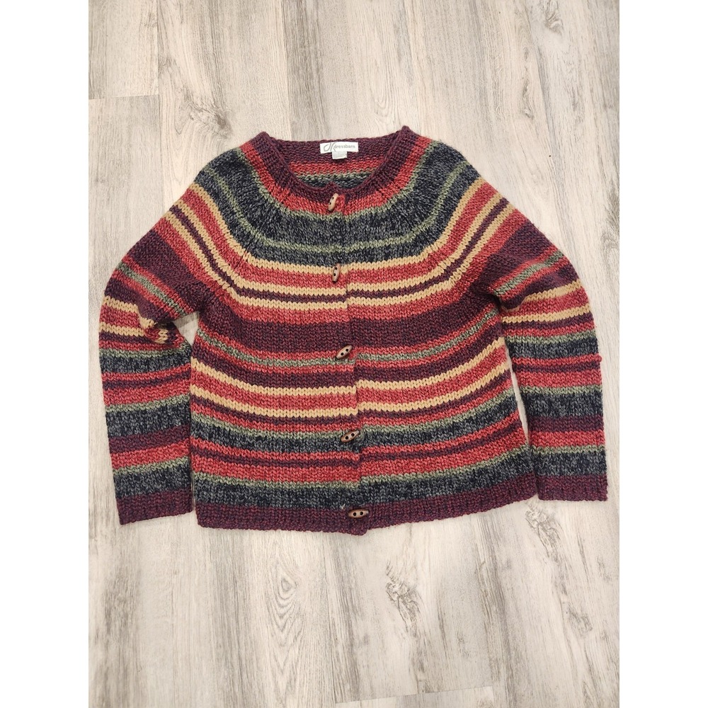 Vintage Dress Barn Sweater Women's Large Acrylic Wool Blend Cardigan Wood Button
